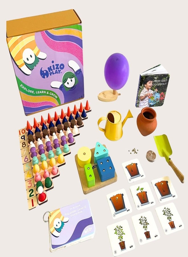 kizoplay صندوق ألعاب كيزوبلاي التنموي المستوى 12 (مجموعة من 9 ألعاب) - لعبة عد مونتيسوري، عدادات ماندالا، أحجية فرز وتكديس | 28-30 شهرًا - Image 1